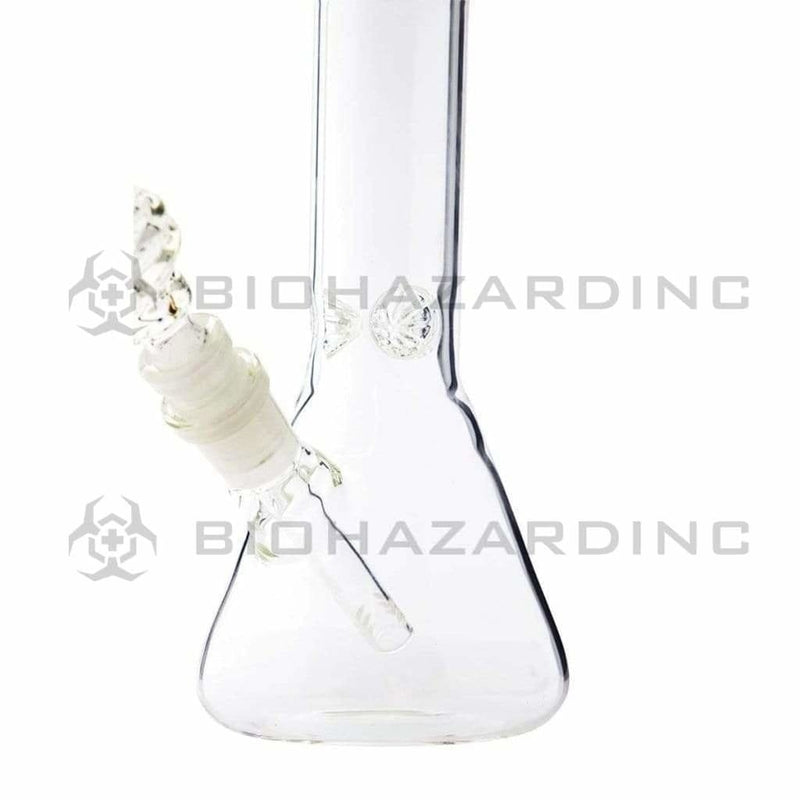 Biohazard Inc Glass Bong 8" Beaker Bong w/ Ice Pinch - White Trim