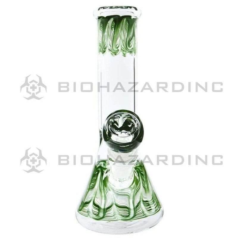 Biohazard Inc Glass Bong 8" Beaker - Green Wrap & Rake