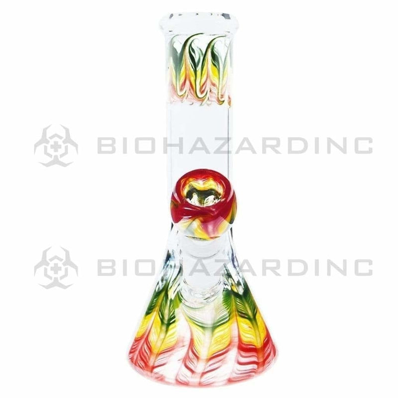 Biohazard Inc Glass Bong 8" Beaker - Rasta Wrap & Rake