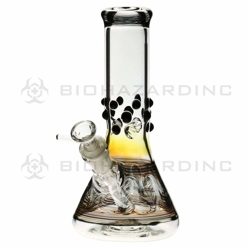 Biohazard Inc Glass Bong 8" Beaker Water Pipe w/ Marbles - Black Rake