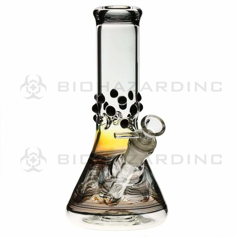 Biohazard Inc Glass Bong 8" Beaker Water Pipe w/ Marbles - Black Rake