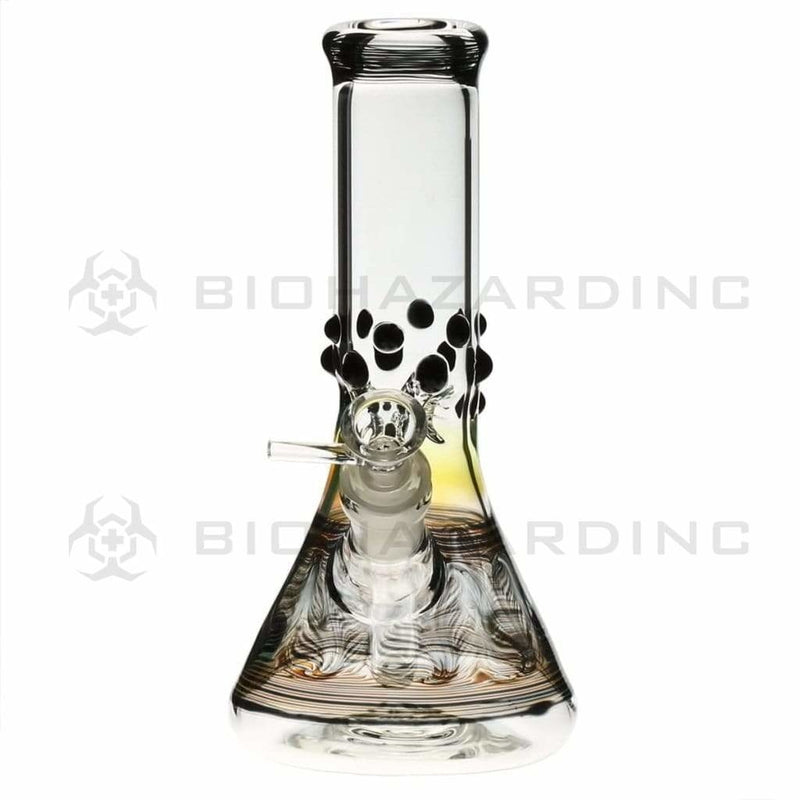 Biohazard Inc Glass Bong 8" Beaker Water Pipe w/ Marbles - Black Rake