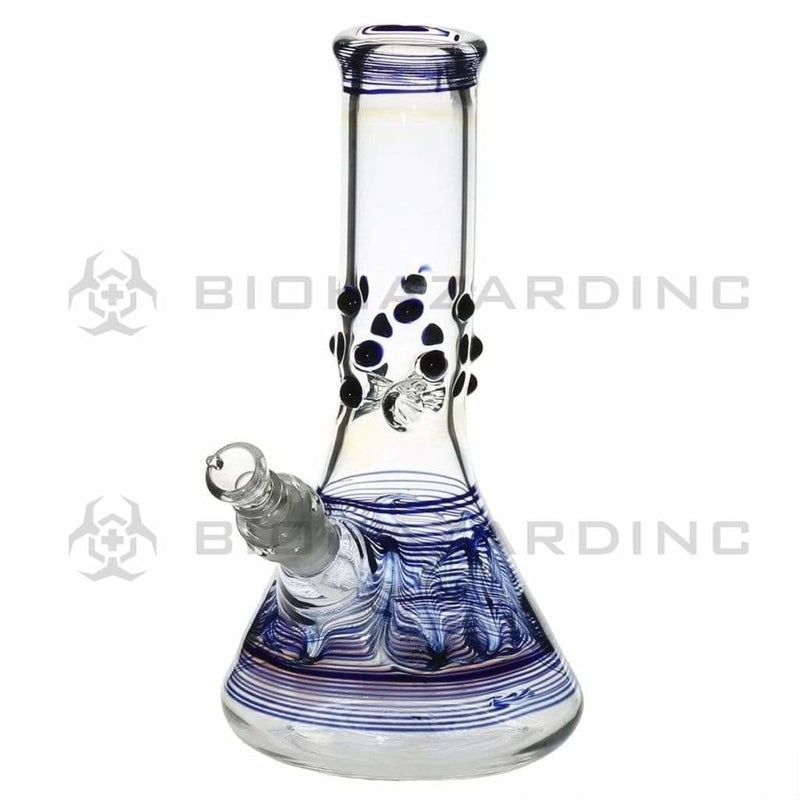 Biohazard Inc Glass Bong 8" Beaker Water Pipe w/ Marbles - Blue Rake