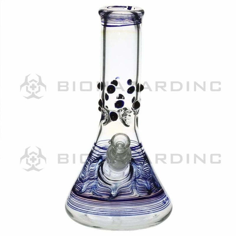 Biohazard Inc Glass Bong 8" Beaker Water Pipe w/ Marbles - Blue Rake