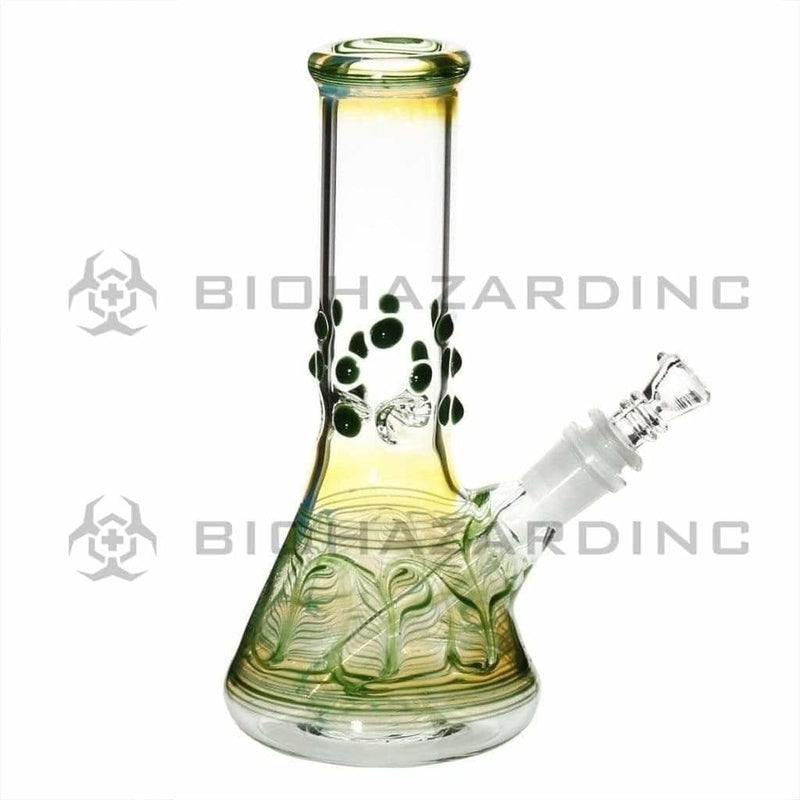 Biohazard Inc Glass Bong 8" Beaker Water Pipe w/ Marbles - Green Rake