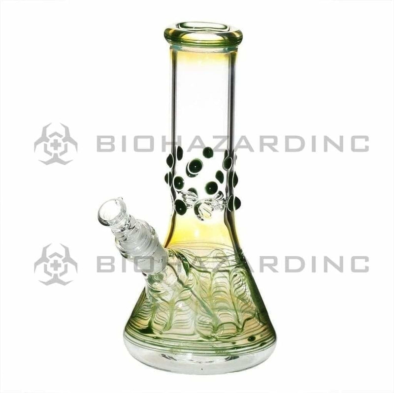 Biohazard Inc Glass Bong 8" Beaker Water Pipe w/ Marbles - Green Rake