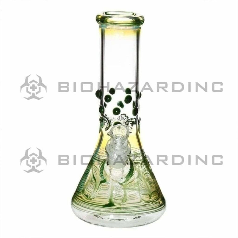 Biohazard Inc Glass Bong 8" Beaker Water Pipe w/ Marbles - Green Rake