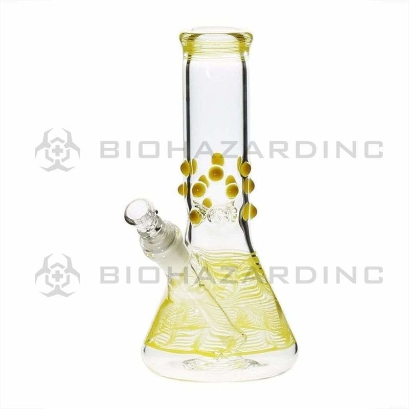 Biohazard Inc Glass Bong 8" Beaker Water Pipe w/ Marbles - Yellow Rake