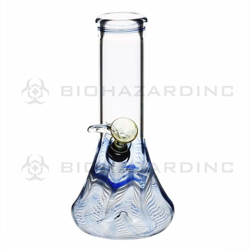 Biohazard Inc Glass Bong 8" Beaker Water Pipe w/ Slide - Blue Rake