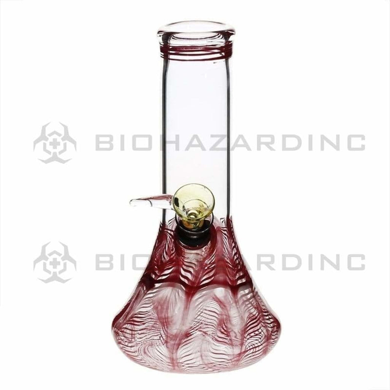 Biohazard Inc Glass Bong 8" Beaker Water Pipe w/ Slide - Red Rake