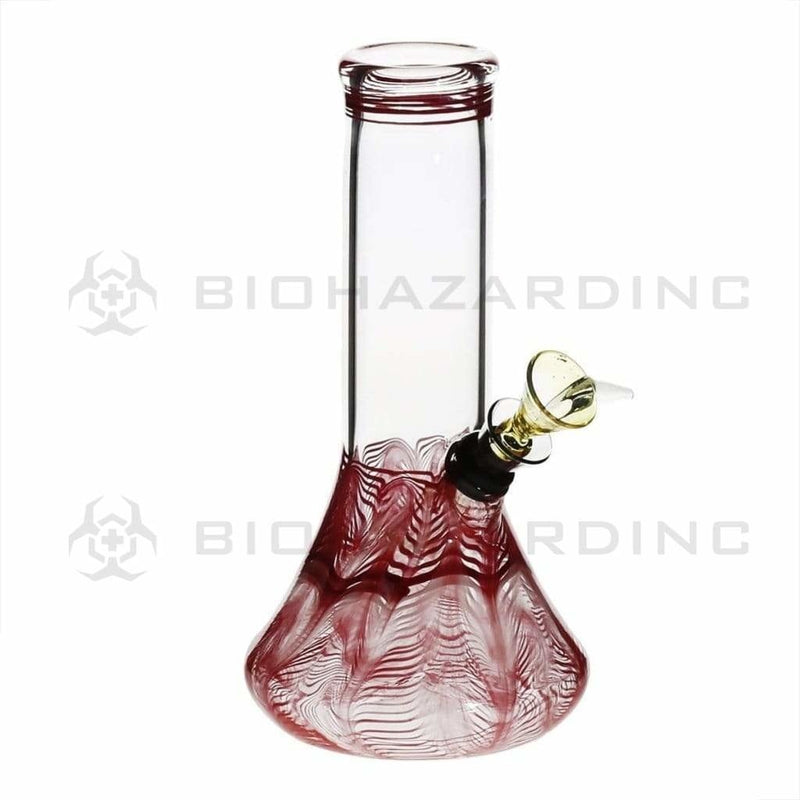 Biohazard Inc Glass Bong 8" Beaker Water Pipe w/ Slide - Red Rake