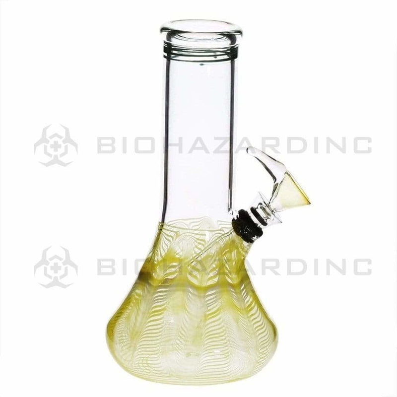 Biohazard Inc Glass Bong 8" Beaker Water Pipe w/ Slide - Yellow Rake