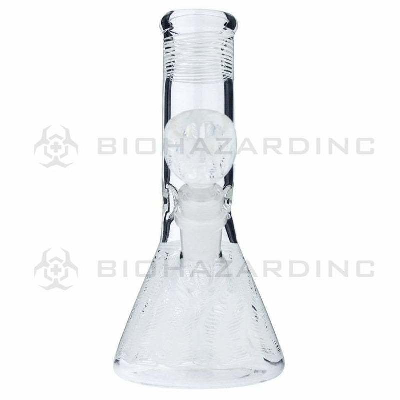 Biohazard Inc Glass Bong 8" Beaker - White Wrap & Rake