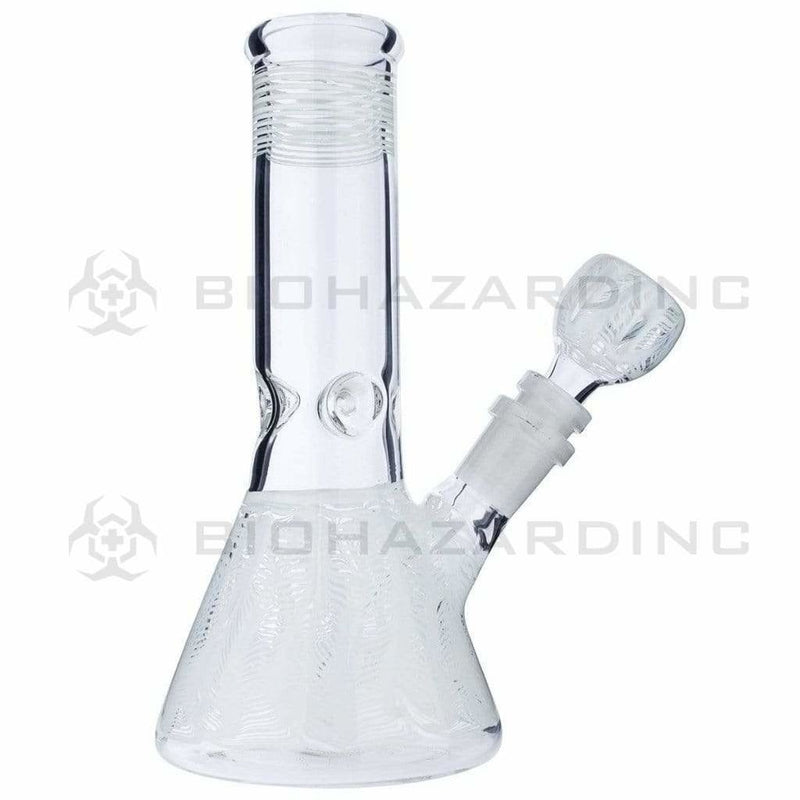 Biohazard Inc Glass Bong 8" Beaker - White Wrap & Rake