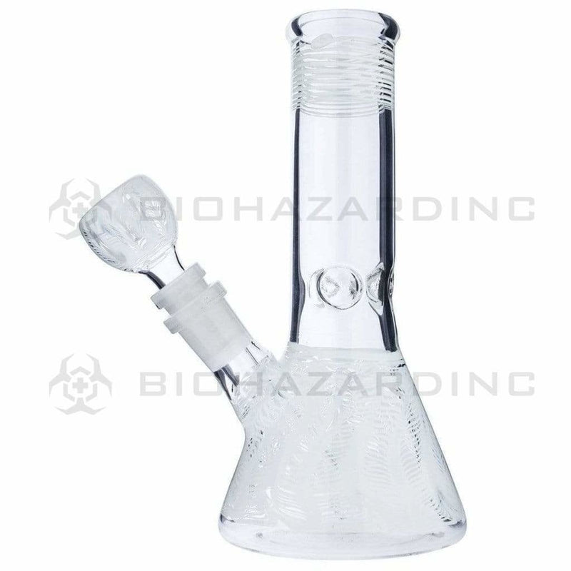 Biohazard Inc Glass Bong 8" Beaker - White Wrap & Rake