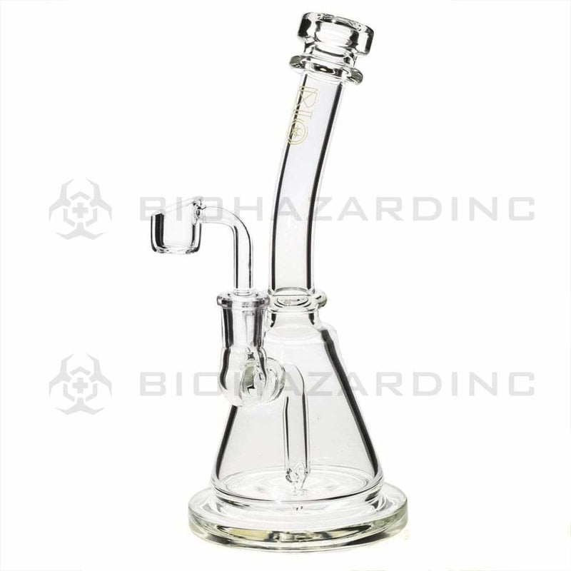 Bio Glass Glass Dab Rig 8" BIO Inline Banger Hanger w/ Banger - Clear with Gold Logo