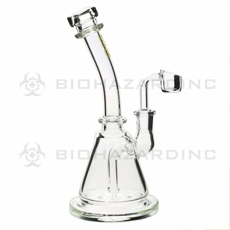 Bio Glass Glass Dab Rig 8" BIO Inline Banger Hanger w/ Banger - Clear with Gold Logo