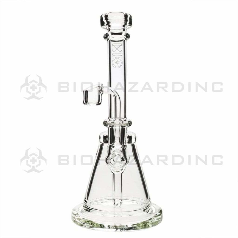 Bio Glass Glass Dab Rig 8" BIO Inline Banger Hanger w/ Banger - Clear with Gold Logo