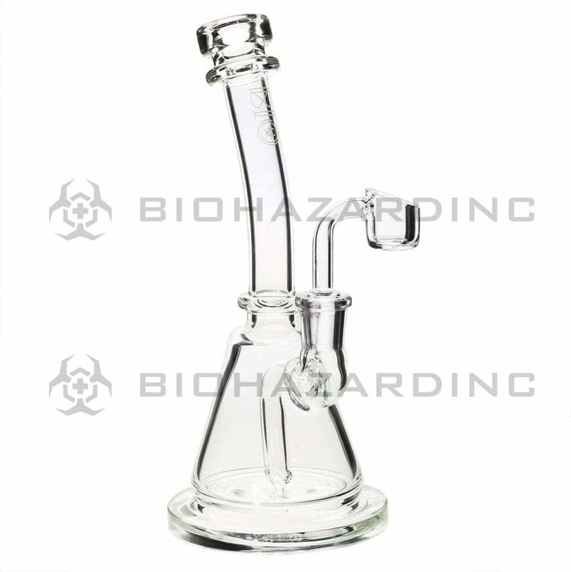 Bio Glass Glass Dab Rig 8" BIO Inline Banger Hanger w/ Banger - Clear with Silver Logo