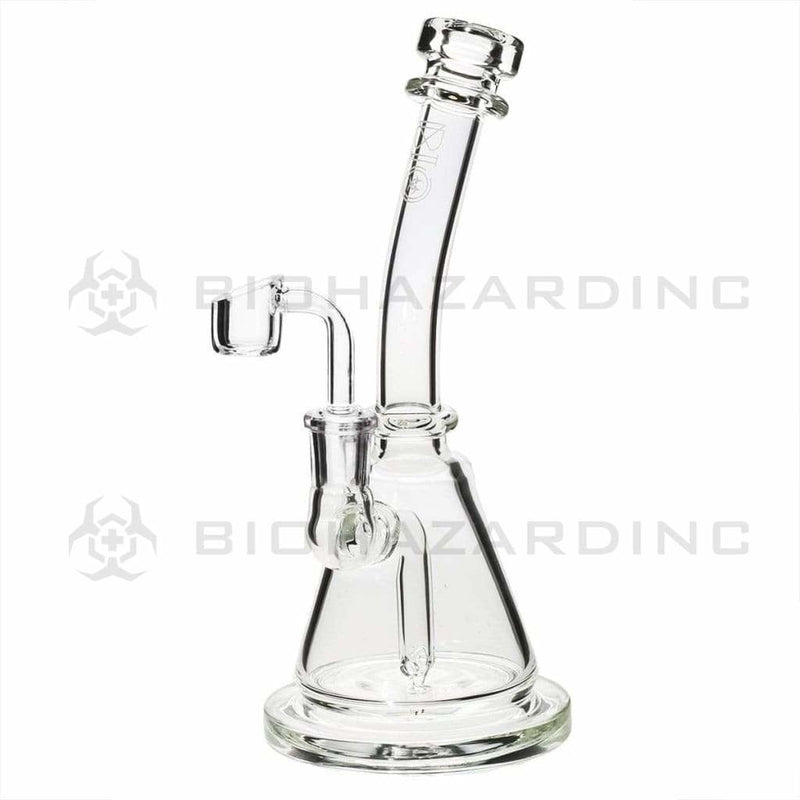 Bio Glass Glass Dab Rig 8" BIO Inline Banger Hanger w/ Banger - Clear with Silver Logo