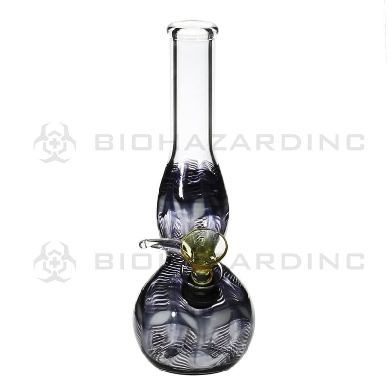 Biohazard Inc Glass Bong 8" Bulge Water Pipe w/ Slide - Black Rake