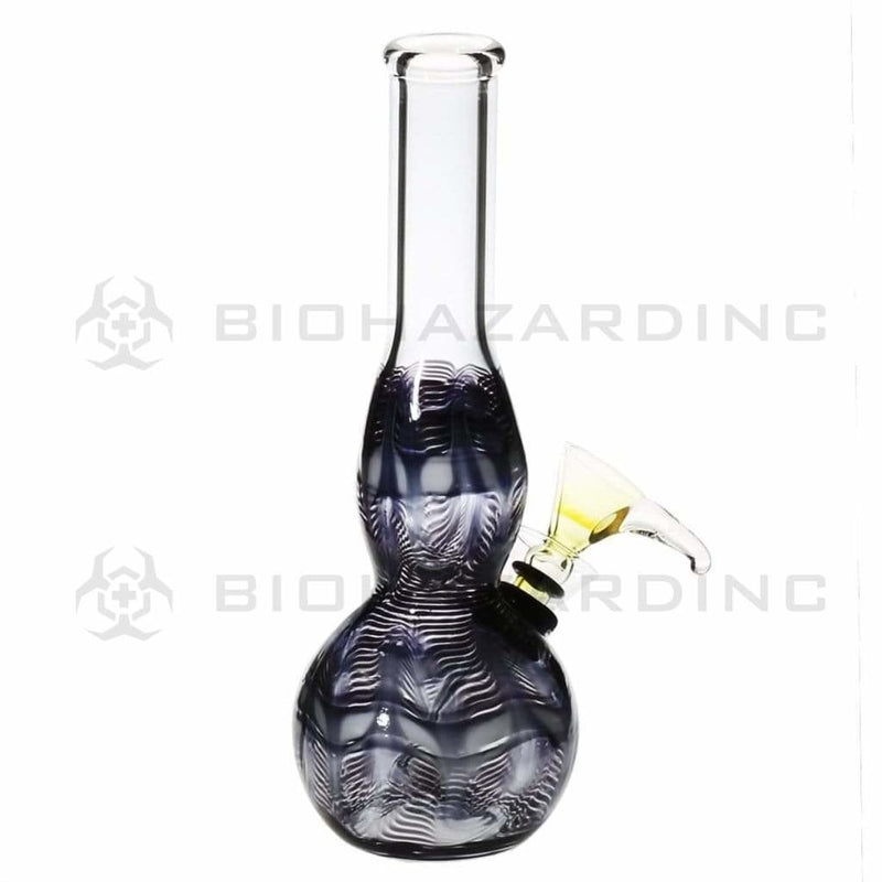 Biohazard Inc Glass Bong 8" Bulge Water Pipe w/ Slide - Black Rake