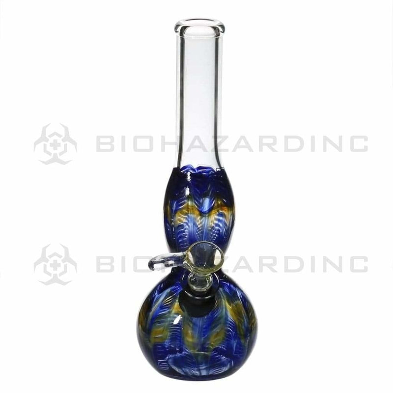 Biohazard Inc Glass Bong 8" Bulge Water Pipe w/ Slide - Blue Rake