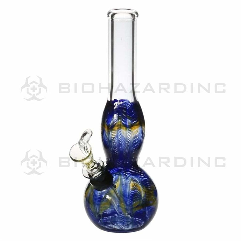 Biohazard Inc Glass Bong 8" Bulge Water Pipe w/ Slide - Blue Rake