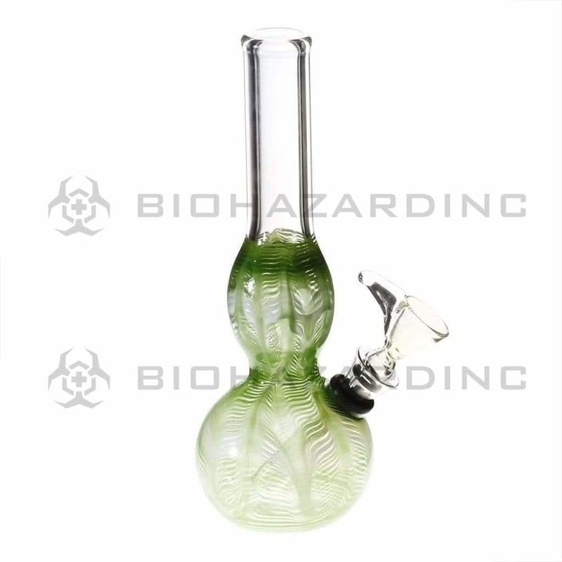 Biohazard Inc Glass Bong 8" Bulge Water Pipe w/ Slide - Green Rake