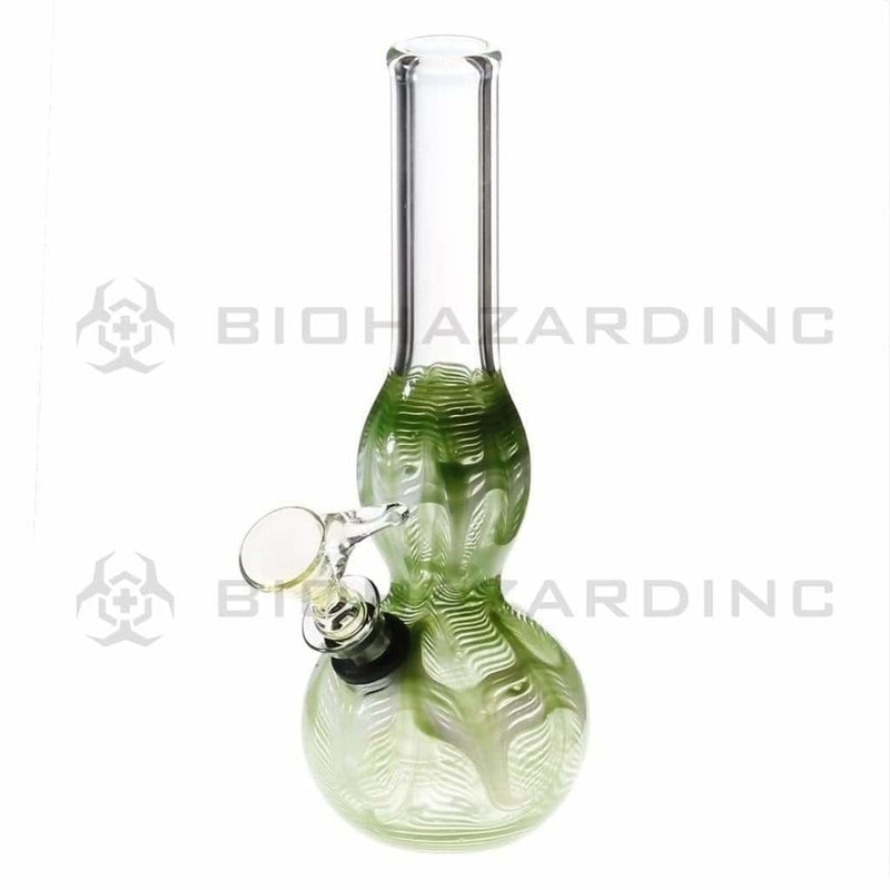 Biohazard Inc Glass Bong 8" Bulge Water Pipe w/ Slide - Green Rake