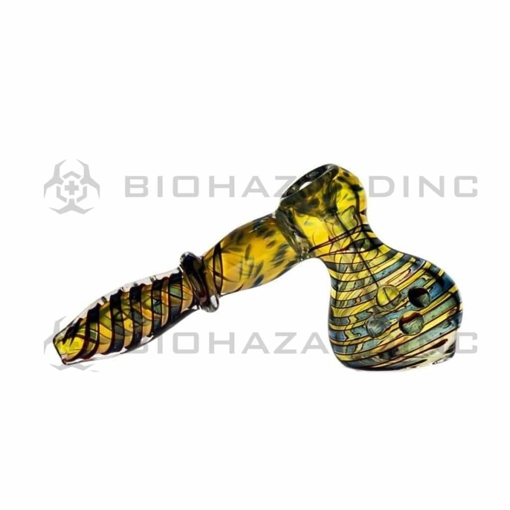 Biohazard Inc Glass Bubbler 8" Dichro Swirl Hammer Bubbler