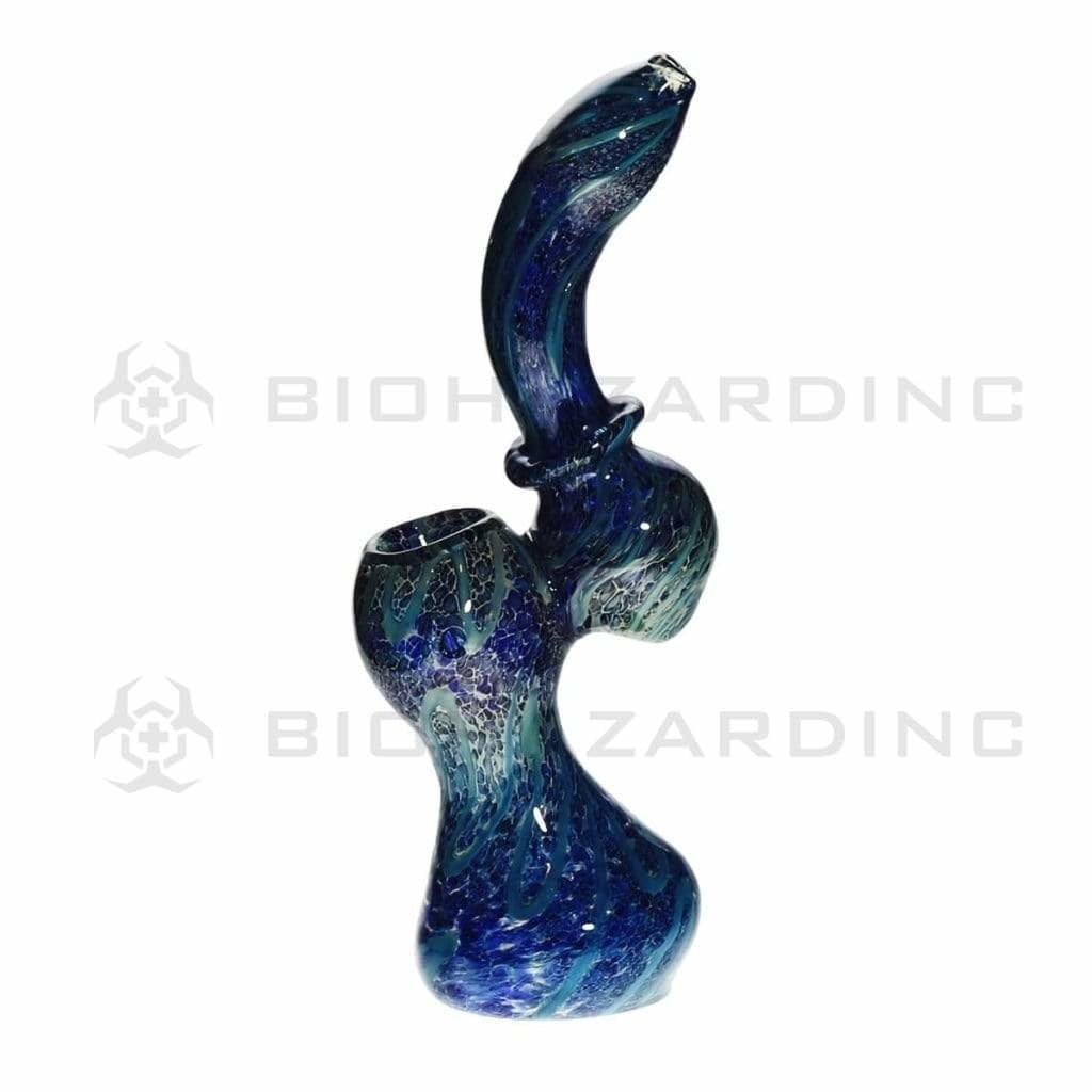 Biohazard Inc Glass Bubbler 8" Diffused Sherlock Frit / Latticino Bubbler- Assorted Colors