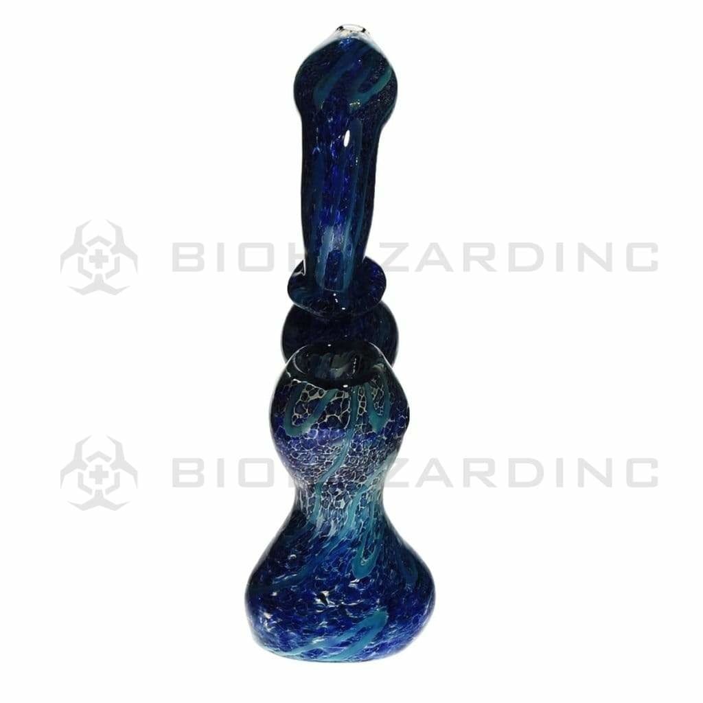 Biohazard Inc Glass Bubbler 8" Diffused Sherlock Frit / Latticino Bubbler- Assorted Colors