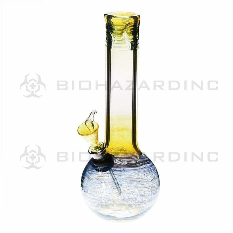 Biohazard Inc Glass Bong 8" Flame Top Water Pipe w/ Slide - Blue