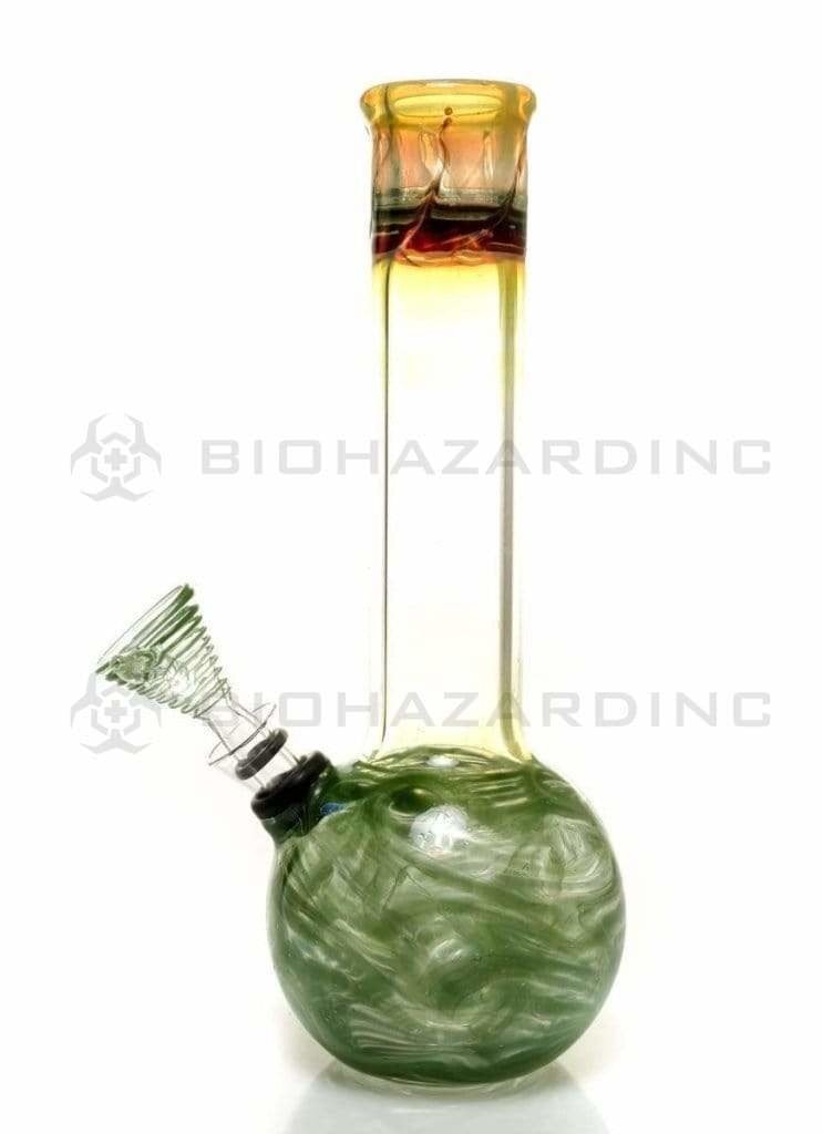 Biohazard Inc Glass Bong 8" Flame Top Water Pipe w/ Slide - Green