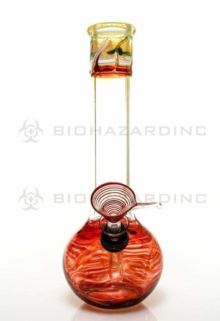 Biohazard Inc Glass Bong 8" Flame Top Water Pipe w/ Slide - Red