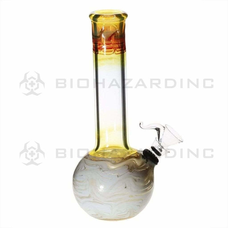 Biohazard Inc Glass Bong 8" Flame Top Water Pipe w/ Slide - Yellow