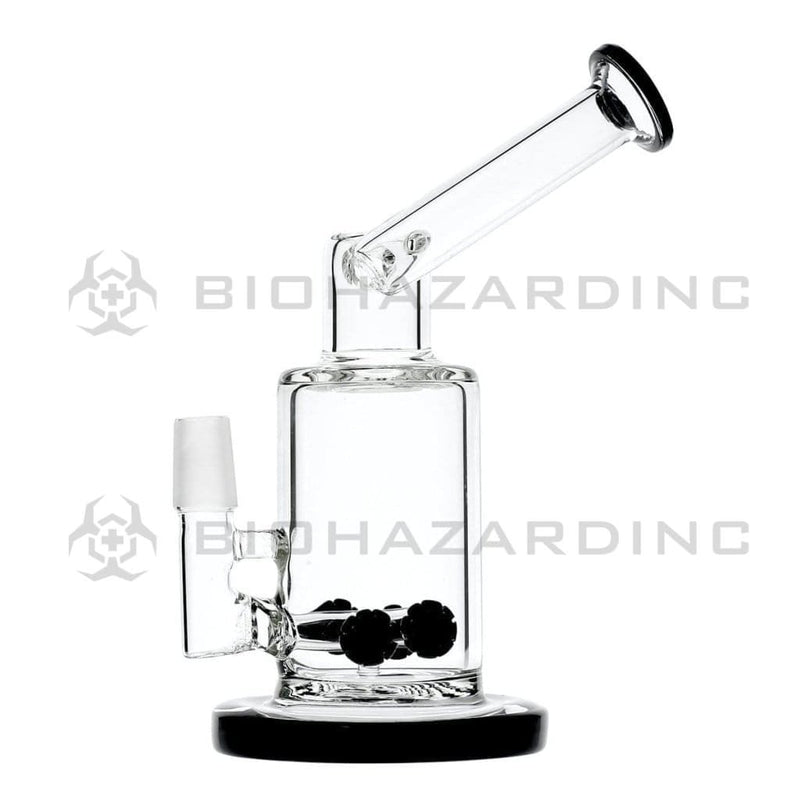 Biohazard Inc Glass Dab Rig 8" Inline Wheel Sidecar Dab Rig 19mm - Black