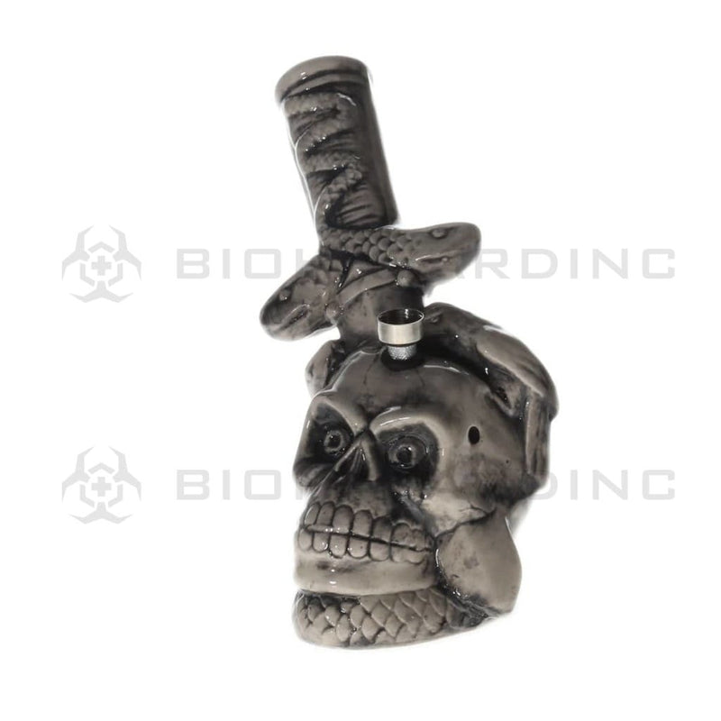 Biohazard Inc Ceramic Bong 8" Large Sword Through Skull Ceramic Water Pipe