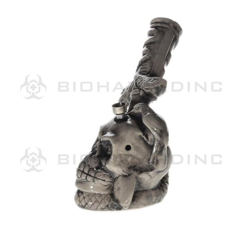 Biohazard Inc Ceramic Bong 8" Large Sword Through Skull Ceramic Water Pipe