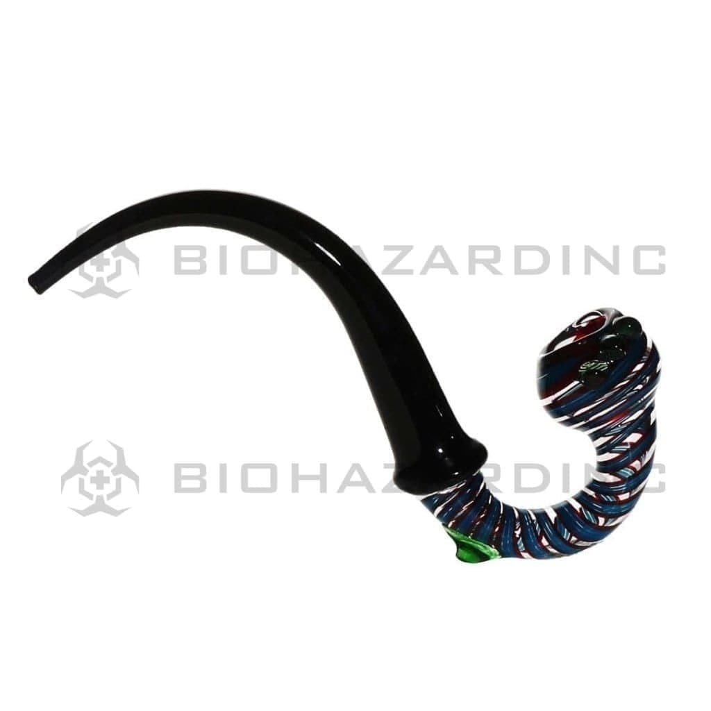 Biohazard Inc Sherlock Hand Pipe 8" Marbles / Knockers Latticino Sherlock