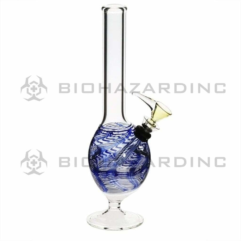 Biohazard Inc Glass Bong 8" Martini Water Pipe w/ Slide - Blue Rake