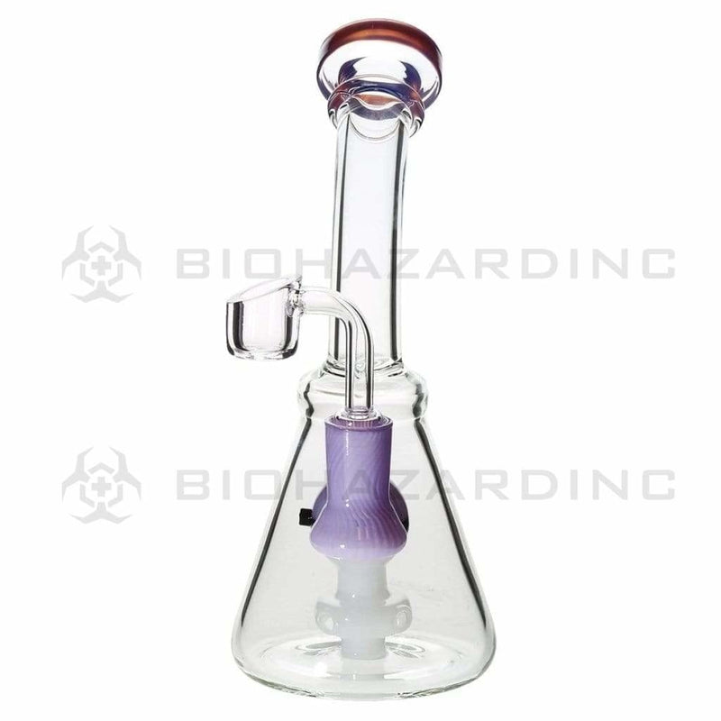 Biohazard Inc Glass Dab Rig 8" Poke Banger Hanger Beaker w/ Banger - Purple