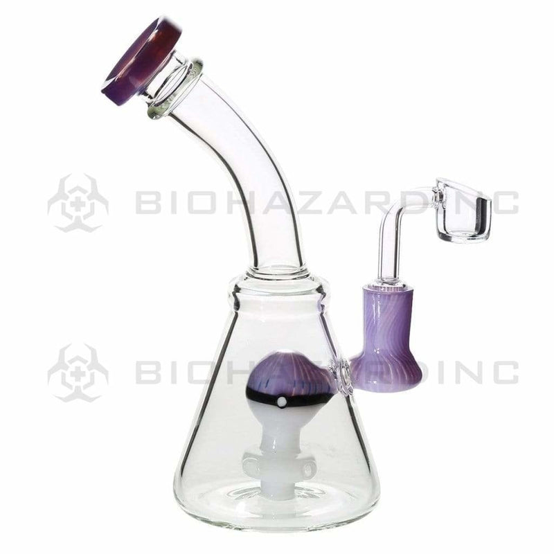 Biohazard Inc Glass Dab Rig 8" Poke Banger Hanger Beaker w/ Banger - Purple