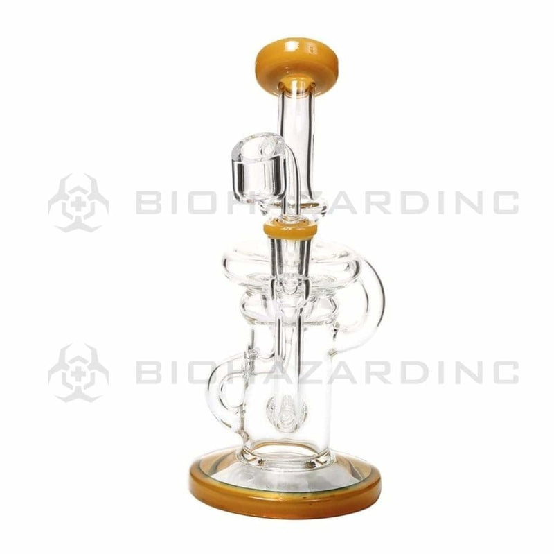 Biohazard Inc Glass Dab Rig 8" Recycler Banger Hanger w/ Banger - Yellow Jade