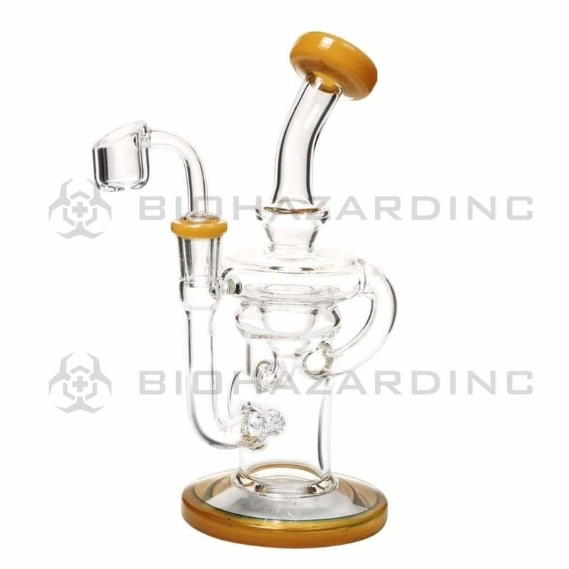 Biohazard Inc Glass Dab Rig 8" Recycler Banger Hanger w/ Banger - Yellow Jade