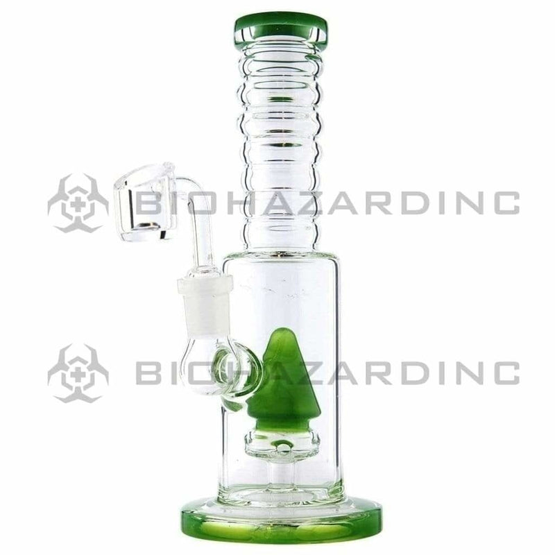 Biohazard Inc Glass Dab Rig 8" Rig Cone Perc with Banger - Greem