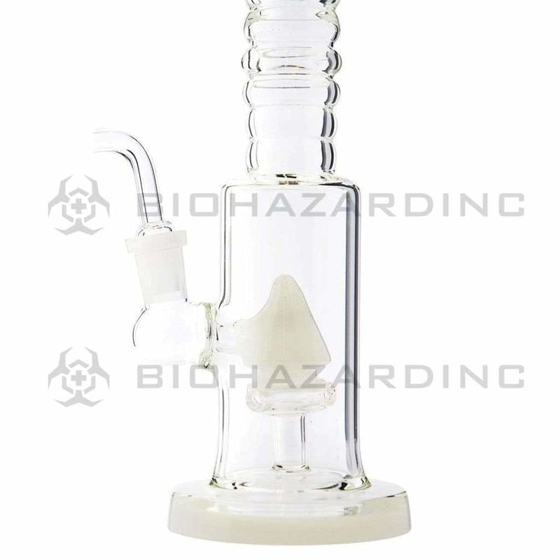 Biohazard Inc Glass Dab Rig 8" Rig Cone Perc with Banger - White