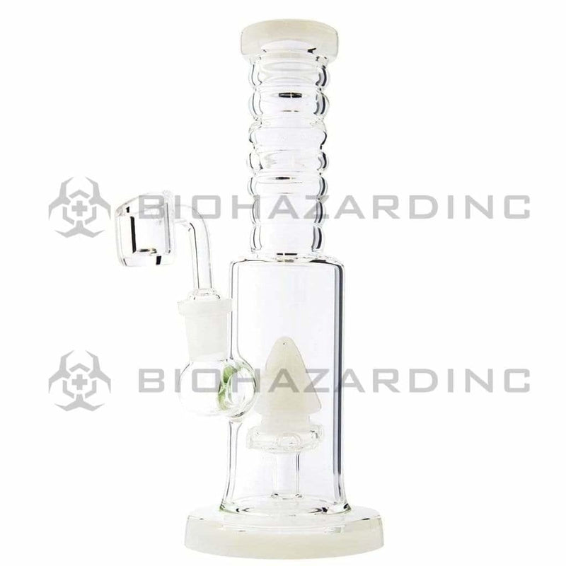 Biohazard Inc Glass Dab Rig 8" Rig Cone Perc with Banger - White