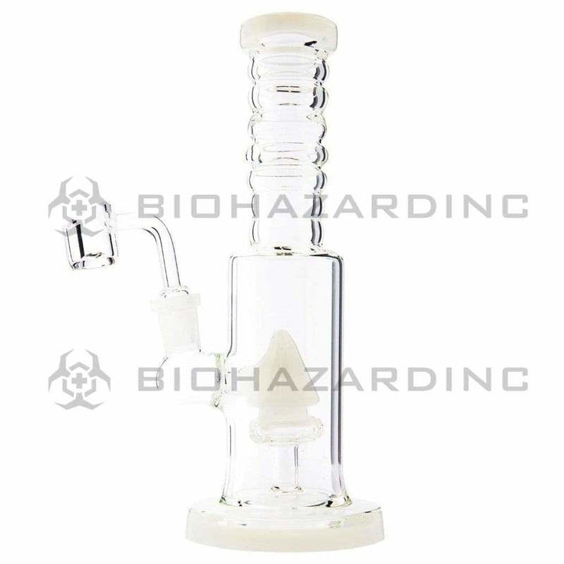 Biohazard Inc Glass Dab Rig 8" Rig Cone Perc with Banger - White